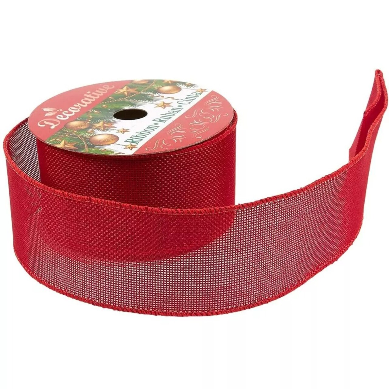 2 Pack Red Burlap Ribbon for Christmas Tree Craft Gift Wraps Decor, 2.5"X10 Yds